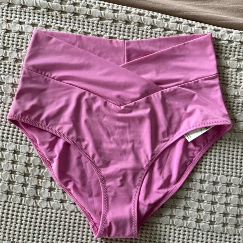 NEW Aerie Pink Crossover Bikini Bottom Size M